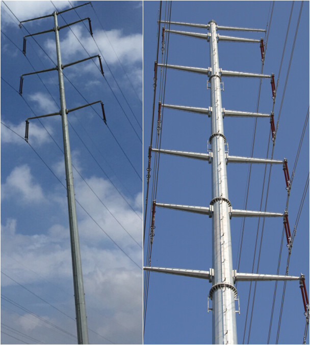 14m 500 Dan Tapered Steel Utility Pole, Gegalvaniseerd Staal Polen met het Beklimmen van Ladderbescherming 2