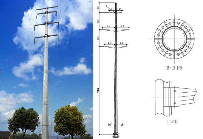 110kv van de de Telecommunicatieantenne van de transmissietoren Toren van het Staal de Monopool voor het Signaal van de Celtelefoon 2