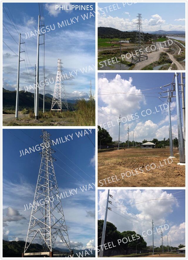 De gegalvaniseerde 70ft Distributie van Elektromachtspool voor het Project van 132kv 69kv Filippijnen 1