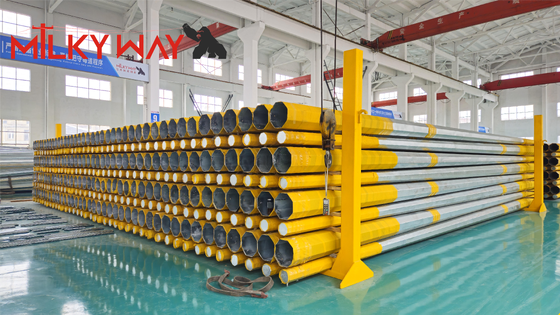 Kwaliteit  High-Strength Q460 Octagonal Hot-Dip Galvanized Steel Pole for 69kV Power Transmission Lines Fabriek