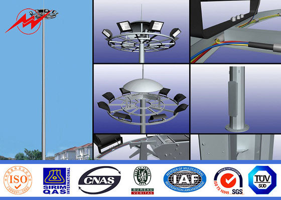 3 secties 5mm 35M HDG Hoge Mast Lichte Pool met de Snelheid 30m/s van de 6 Lampenwind