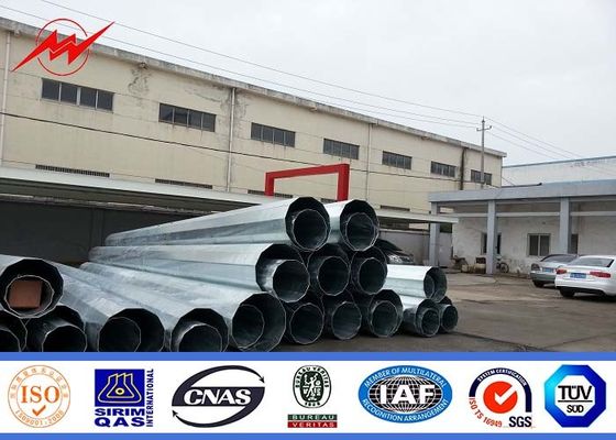 26.5M 5mm Steel Thickness Galvanized Steel Light Tension Electric Pole With Steel Channel Cross Arm