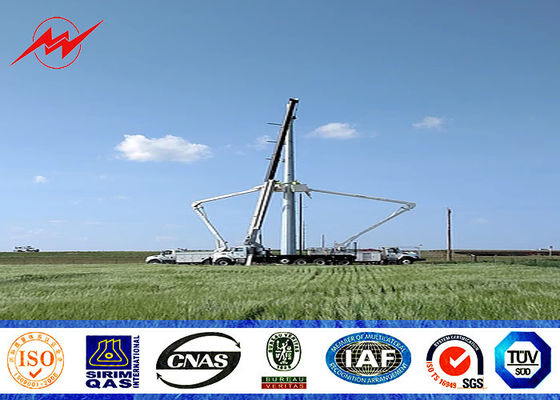 Gegalvaniseerde stalen paal voor 33 KV lijntransmissie met gesloten gaten voor ankerbout