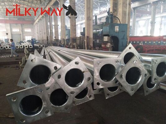 6m 7m 8m stalen palen Thermisch verzinkte straatlantaarnpaal met dubbele arm