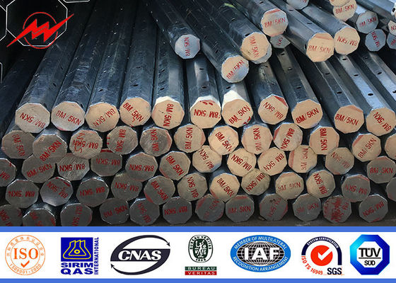 7-12M Elektrische stroom staal paal 10m Q235 met warm gegalvaniseerd voor transmissie