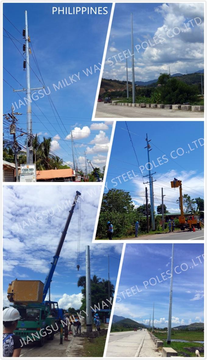 16m 2500dan Galvanisatie Steel Tower Pole 90ft Afrika Transmissie Lijn Metalen Post 1